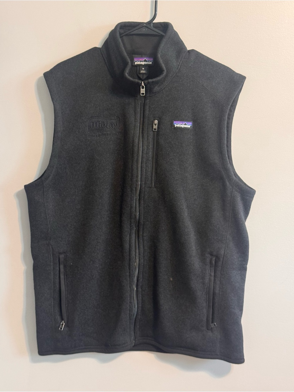 Patagonia Better Sweater Vest Men’s XL Black Full Zip FritoLay Corporate Logo